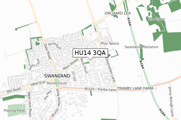 HU14 3QA map - small scale - OS Open Zoomstack (Ordnance Survey)