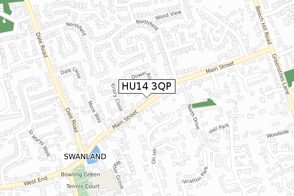 HU14 3QP map - large scale - OS Open Zoomstack (Ordnance Survey)