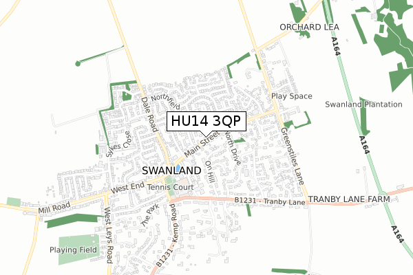HU14 3QP map - small scale - OS Open Zoomstack (Ordnance Survey)