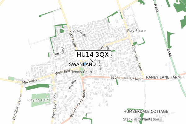 HU14 3QX map - small scale - OS Open Zoomstack (Ordnance Survey)