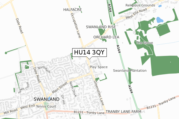 HU14 3QY map - small scale - OS Open Zoomstack (Ordnance Survey)