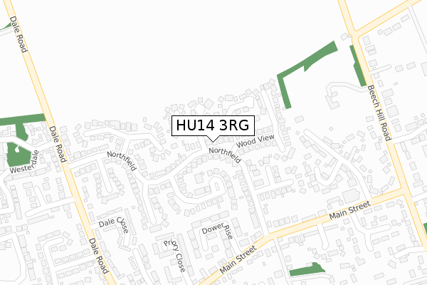 HU14 3RG map - large scale - OS Open Zoomstack (Ordnance Survey)