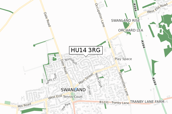 HU14 3RG map - small scale - OS Open Zoomstack (Ordnance Survey)