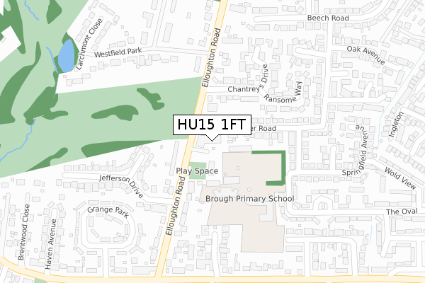 HU15 1FT map - large scale - OS Open Zoomstack (Ordnance Survey)