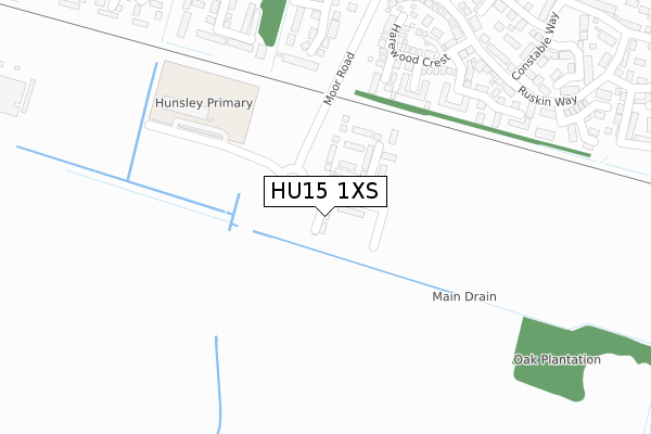 HU15 1XS map - large scale - OS Open Zoomstack (Ordnance Survey)
