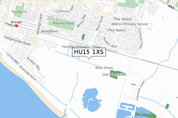 HU15 1XS map - small scale - OS Open Zoomstack (Ordnance Survey)