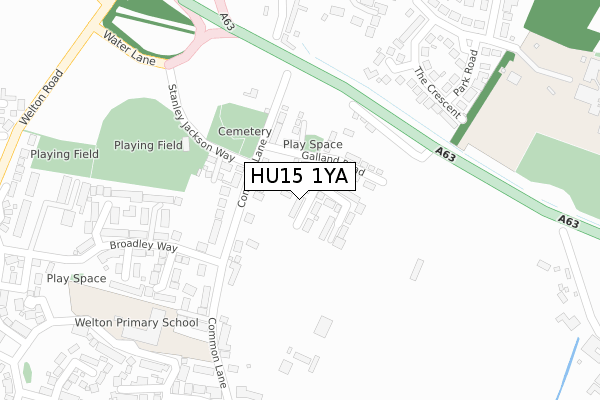 HU15 1YA map - large scale - OS Open Zoomstack (Ordnance Survey)