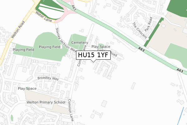 HU15 1YF map - large scale - OS Open Zoomstack (Ordnance Survey)