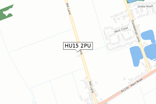 HU15 2PU map - large scale - OS Open Zoomstack (Ordnance Survey)