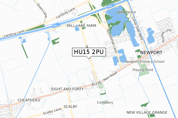 HU15 2PU map - small scale - OS Open Zoomstack (Ordnance Survey)