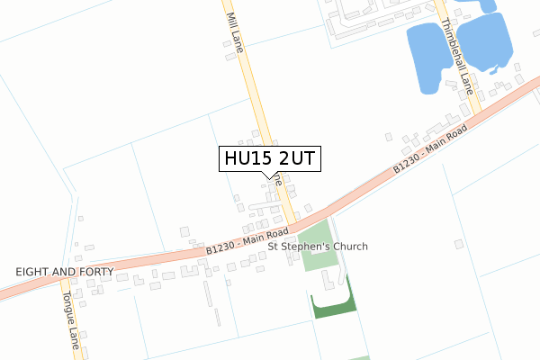HU15 2UT map - large scale - OS Open Zoomstack (Ordnance Survey)