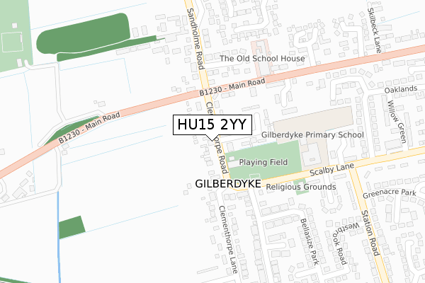 HU15 2YY map - large scale - OS Open Zoomstack (Ordnance Survey)