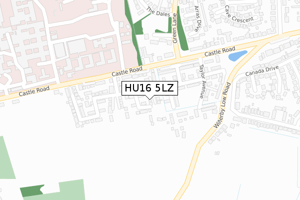 HU16 5LZ map - large scale - OS Open Zoomstack (Ordnance Survey)