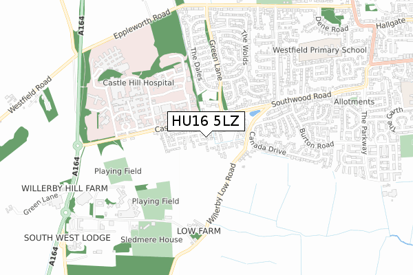 HU16 5LZ map - small scale - OS Open Zoomstack (Ordnance Survey)