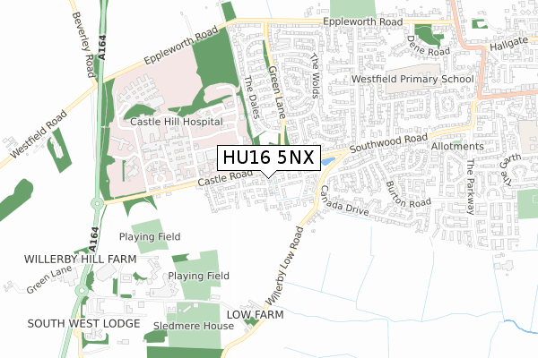 HU16 5NX map - small scale - OS Open Zoomstack (Ordnance Survey)