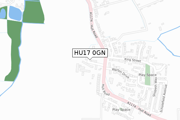 HU17 0GN map - large scale - OS Open Zoomstack (Ordnance Survey)
