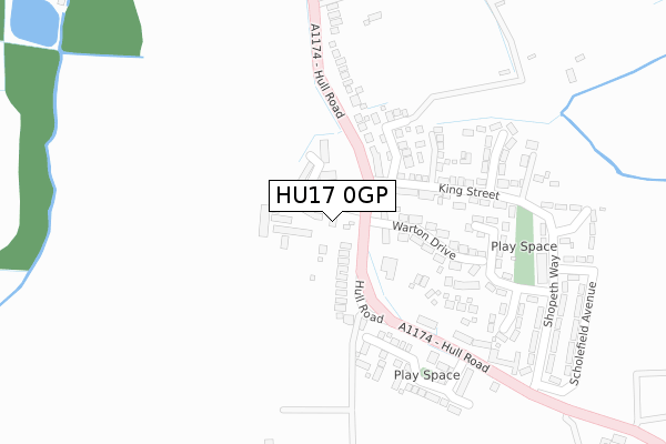 HU17 0GP map - large scale - OS Open Zoomstack (Ordnance Survey)