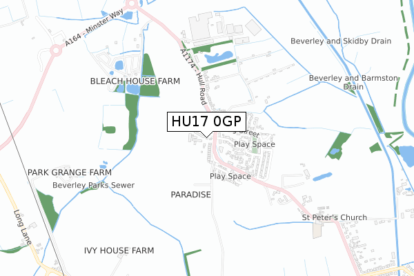 HU17 0GP map - small scale - OS Open Zoomstack (Ordnance Survey)
