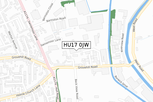 HU17 0JW map - large scale - OS Open Zoomstack (Ordnance Survey)