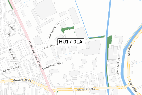 HU17 0LA map - large scale - OS Open Zoomstack (Ordnance Survey)