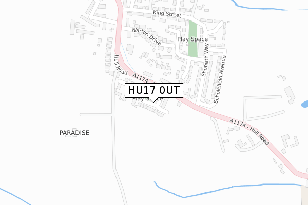 HU17 0UT map - large scale - OS Open Zoomstack (Ordnance Survey)