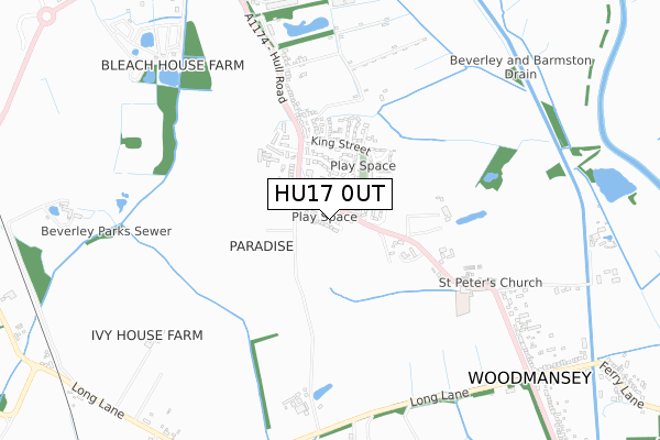 HU17 0UT map - small scale - OS Open Zoomstack (Ordnance Survey)