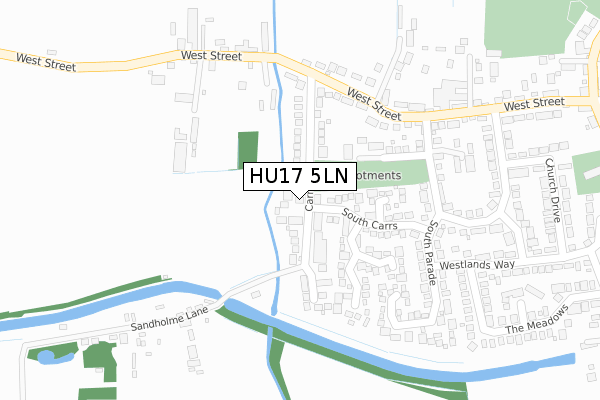 HU17 5LN map - large scale - OS Open Zoomstack (Ordnance Survey)