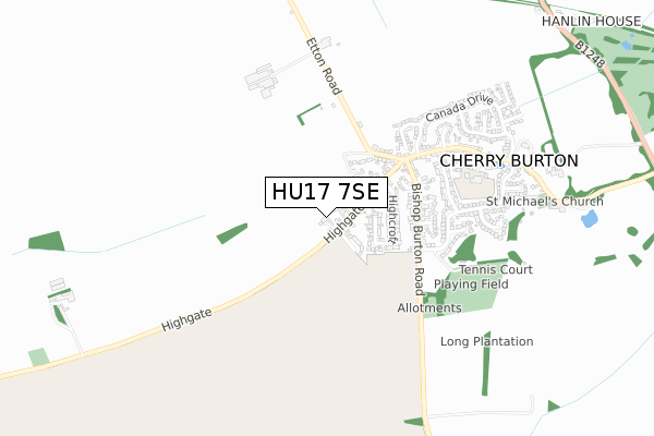 HU17 7SE map - small scale - OS Open Zoomstack (Ordnance Survey)