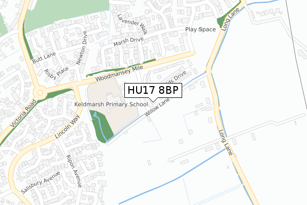 HU17 8BP map - large scale - OS Open Zoomstack (Ordnance Survey)