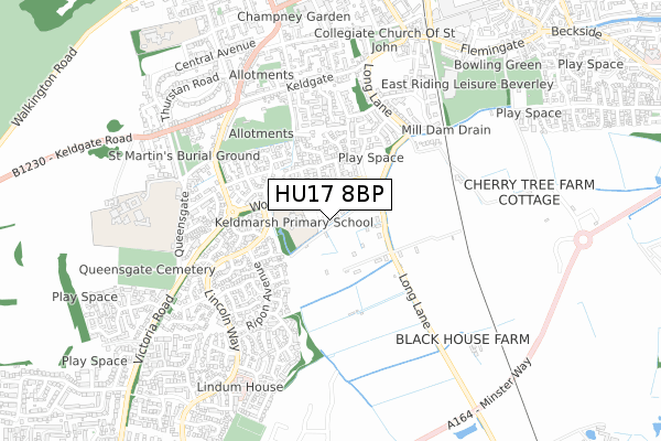 HU17 8BP map - small scale - OS Open Zoomstack (Ordnance Survey) HU17 8BP map - small scale - OS Open Zoomstack (Ordnance Survey)