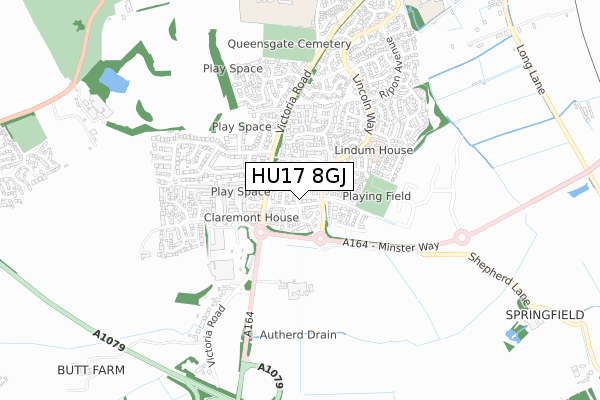 HU17 8GJ map - small scale - OS Open Zoomstack (Ordnance Survey)