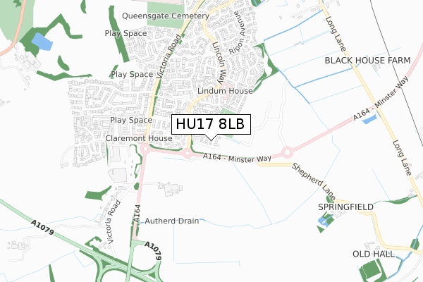 HU17 8LB map - small scale - OS Open Zoomstack (Ordnance Survey)
