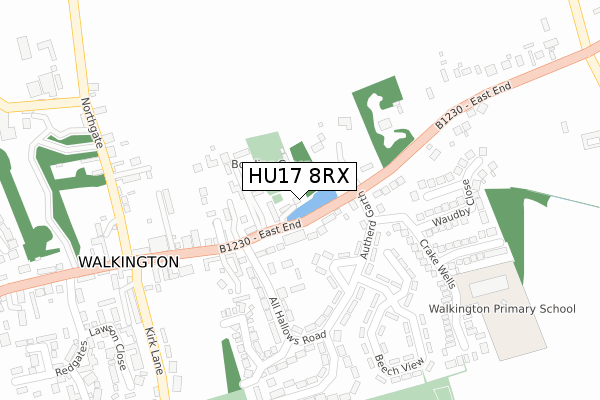 HU17 8RX map - large scale - OS Open Zoomstack (Ordnance Survey)