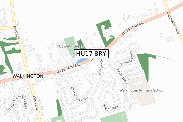 HU17 8RY map - large scale - OS Open Zoomstack (Ordnance Survey)