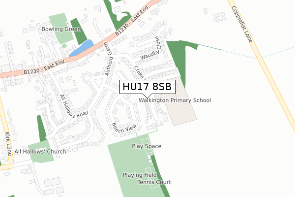 HU17 8SB map - large scale - OS Open Zoomstack (Ordnance Survey)