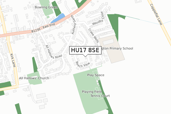HU17 8SE map - large scale - OS Open Zoomstack (Ordnance Survey)