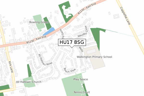 HU17 8SG map - large scale - OS Open Zoomstack (Ordnance Survey)