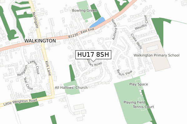 HU17 8SH map - large scale - OS Open Zoomstack (Ordnance Survey)