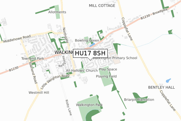 HU17 8SH map - small scale - OS Open Zoomstack (Ordnance Survey)