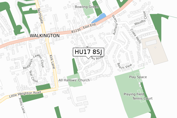 HU17 8SJ map - large scale - OS Open Zoomstack (Ordnance Survey)