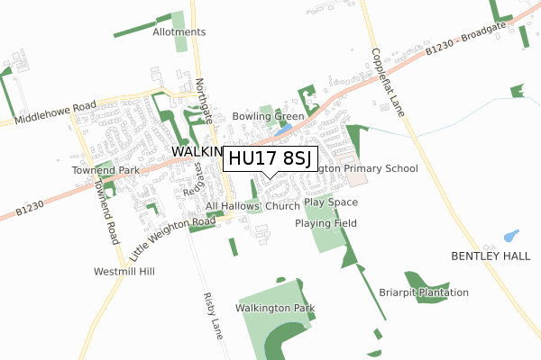 HU17 8SJ map - small scale - OS Open Zoomstack (Ordnance Survey)