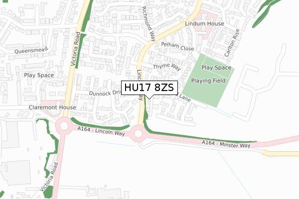HU17 8ZS map - large scale - OS Open Zoomstack (Ordnance Survey)