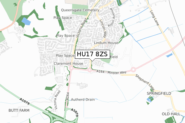 HU17 8ZS map - small scale - OS Open Zoomstack (Ordnance Survey)