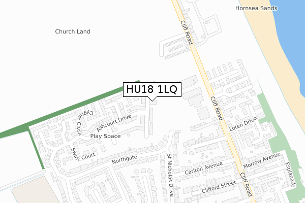 HU18 1LQ map - large scale - OS Open Zoomstack (Ordnance Survey)