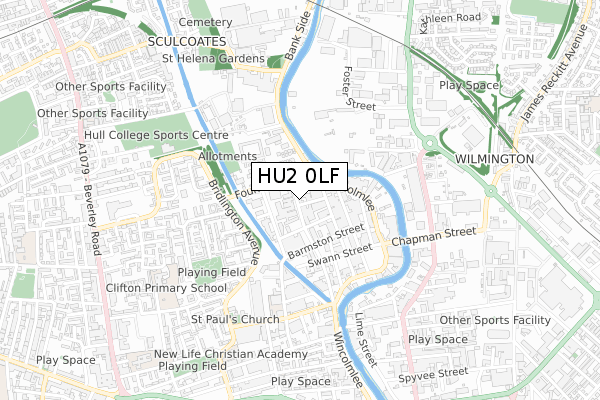 HU2 0LF map - small scale - OS Open Zoomstack (Ordnance Survey)