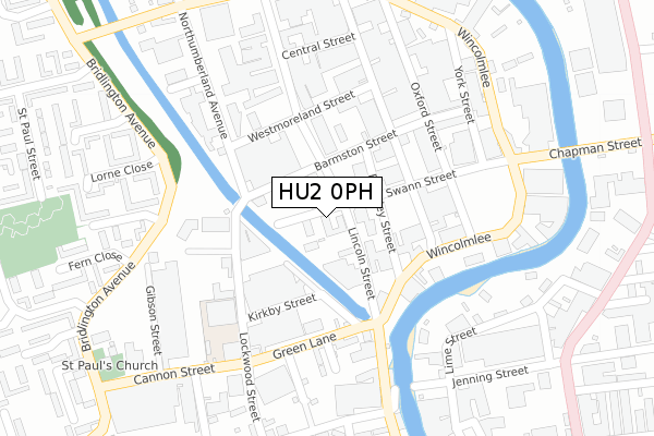 HU2 0PH map - large scale - OS Open Zoomstack (Ordnance Survey)