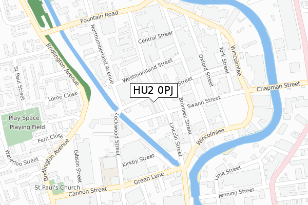 HU2 0PJ map - large scale - OS Open Zoomstack (Ordnance Survey)