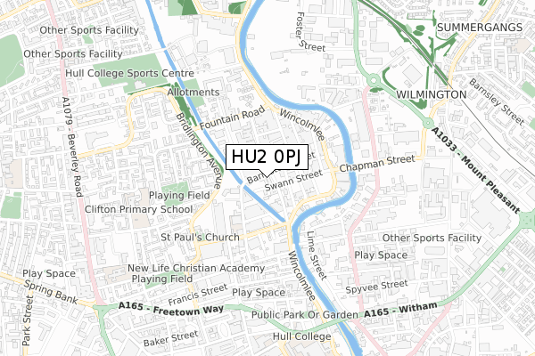 HU2 0PJ map - small scale - OS Open Zoomstack (Ordnance Survey)