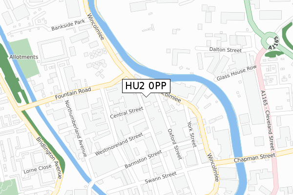 HU2 0PP map - large scale - OS Open Zoomstack (Ordnance Survey)