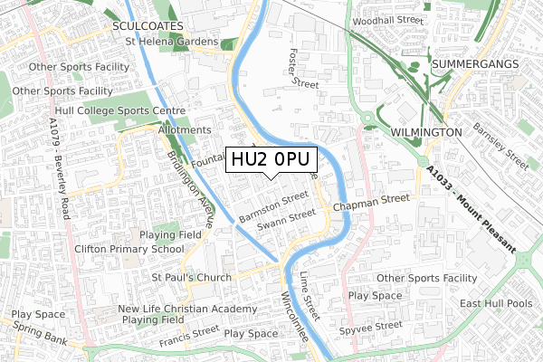 HU2 0PU map - small scale - OS Open Zoomstack (Ordnance Survey)